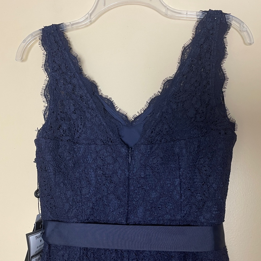 Adriana Papell Navy Lace Gown Maxi Dress 4 NWT Event Gala Quiet Luxury Old Money - Picture 5 of 10